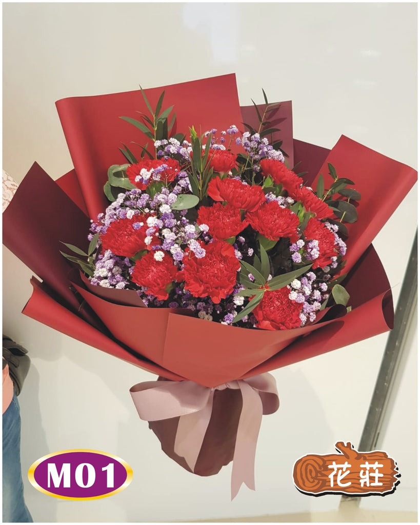 紅色康乃馨12枝花束