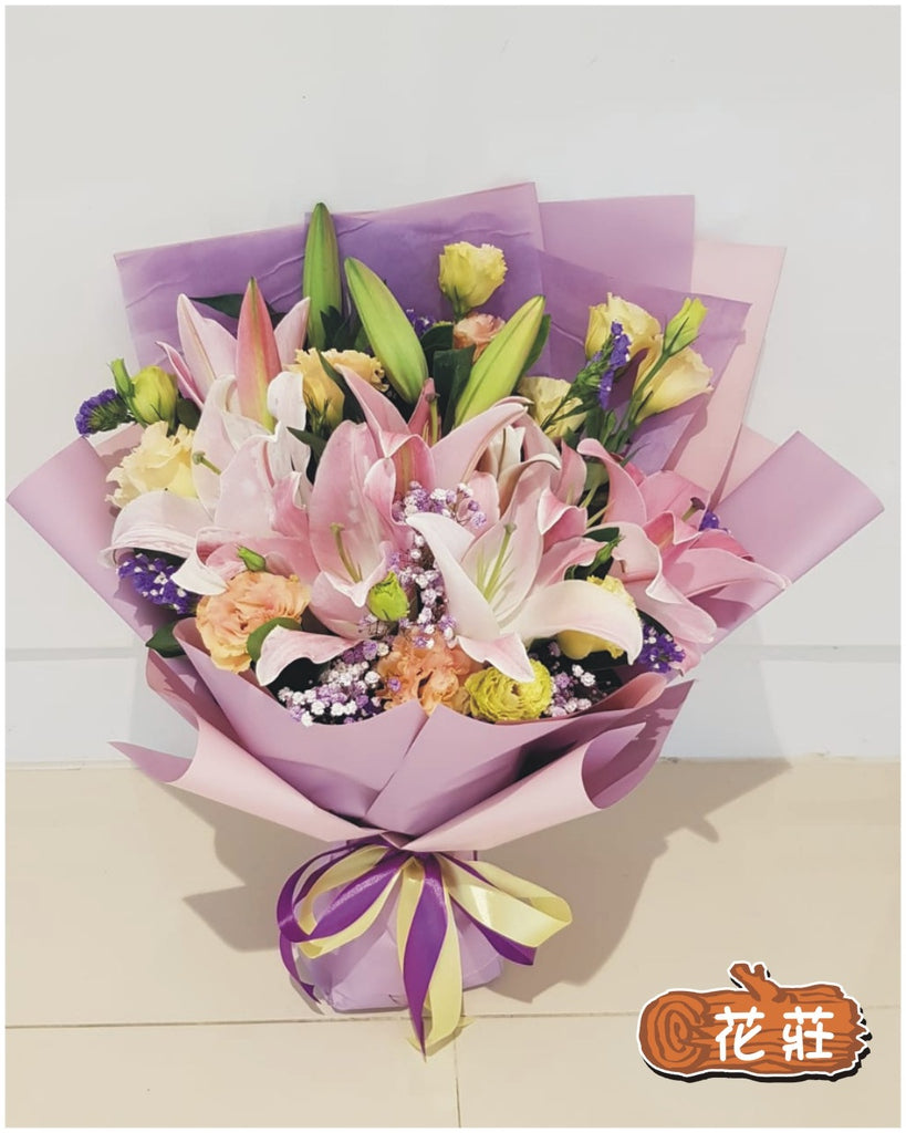 粉百合花束